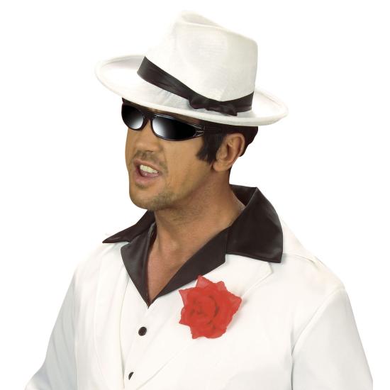 Sombrero Ganster Blanco Cinta Negra  alta Calidad Sombrero Ganster Blanco Cinta Negra  alta Calidad