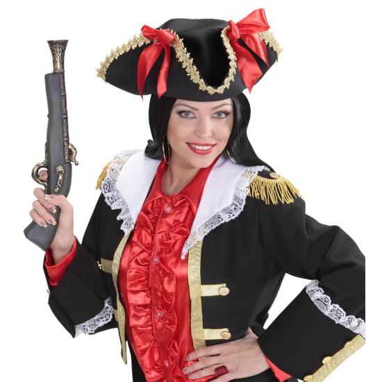 Sombrero de Pirata con Bordes Dorados y Lazos Sombrero de Pirata con Bordes Dorados y Lazos