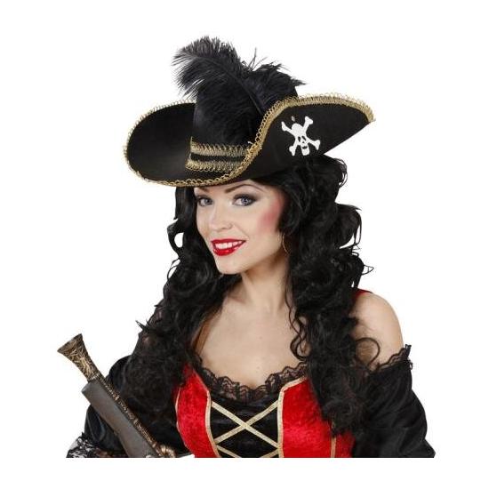 Sombrero de pirata con Calavera y Pluma  . Sombrero de pirata con Calavera y Pluma  .