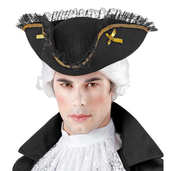 Sombrero Pirata Negro con puntilla adorno Sombrero Pirata Negro con puntilla adorno