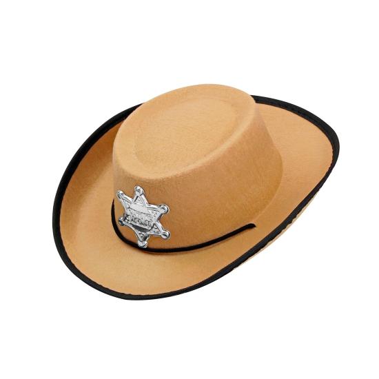 Sombrero Vaquero Marrón clarito Sheriff infantil Sombrero Vaquero Marrón clarito Sheriff infantil