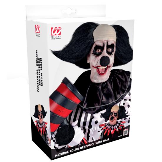 Tocado de Payaso Siniestro con Pelo Negro Tocado de Payaso Siniestro con Pelo Negro